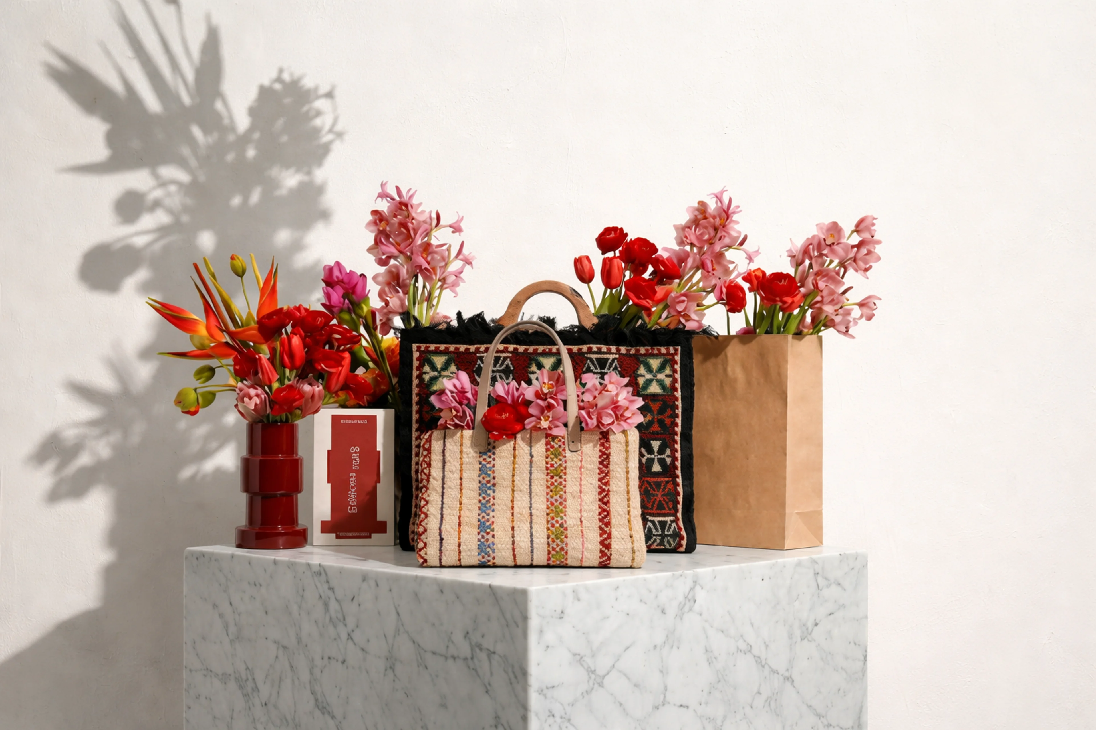 Luxurious glassware and decanter on wooden table